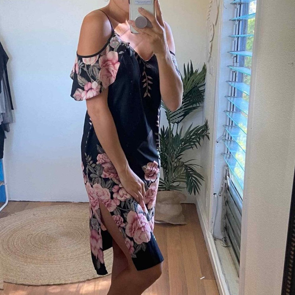 Monteau Floral Ruffle Sleeve Maxi Dress/Slip Dress